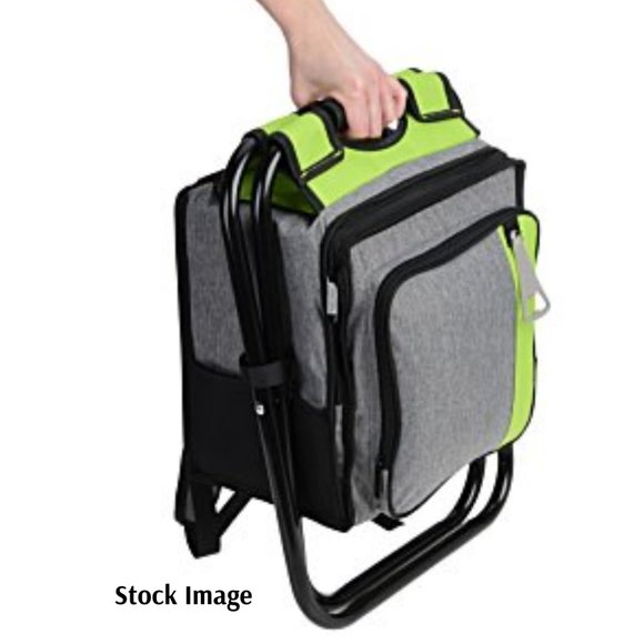 Koozie® Backpack Cooler Chair in Lime & Gray w/ Adjustable Backpack Straps, NWOT - Picture 2 of 13